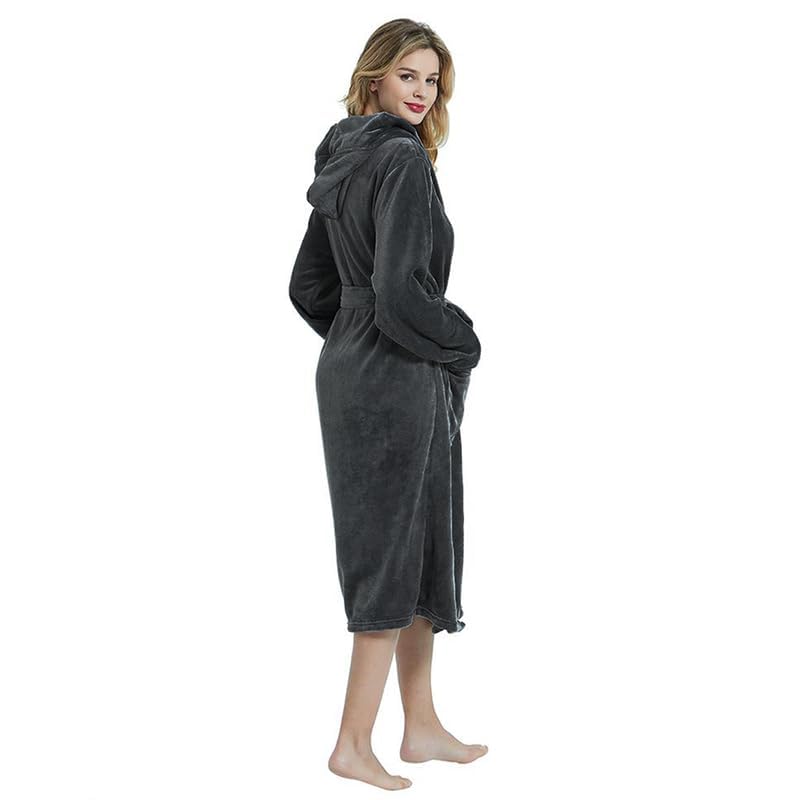Image of HEARTNICE Womens Hooded Fleece Robe, Soft Bathrobe for Womens, Cute Long House Coat