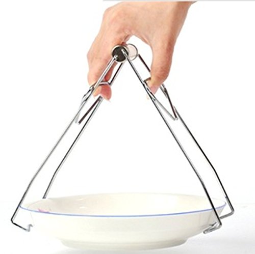 Kitchen Stainless Steel Folding Hot Dish Plate Bowl Clip Universal Pots Gripping Crockery Plate Holder Plate Retriever Tongs