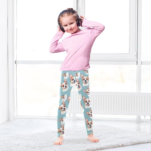 Lovely Dog Blue Animal Girls Casual Leggings for Kids Printed Long Pant Bottoms Stretch and Soft4