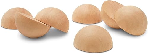 Bolas de madera divididas de 3 pulgadas, paquete de 25 medias bolas de madera para manualidades y coronas de bricolaje, por Woodpeckers