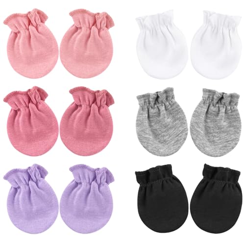 Image of BQUBO Newborn Infant Toddler Mittens No Scratch Cotton Elastic Wrist Gloves Hypoallergenic for 0-6 Months Baby Boys Girls
