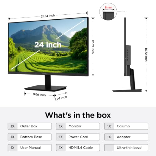 KOORUI 24 inch Computer Monitor FHD 100Hz VA HDMI VGA Audio Out - image 7