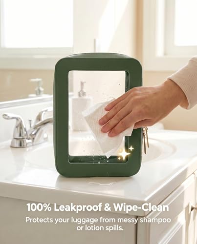 Image of LETGO Clear Makeup Bags, TSA Approved Toiletry Bag with Zipper, Clear Makeup Organizer Fit Carry-on Travel Essentials,Clear Cosmetic Bags for Women Men (O-Green)