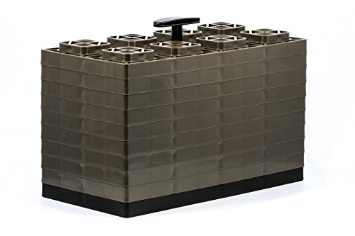 Camco FasTen 4x2 Leveling Block For Dual Tires, Interlocking Design Allows Stacking To Desired Height, Includes Secure T-Handle Carrying System, Brown (Pack of 10) - 44525