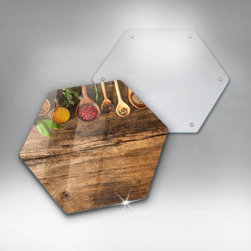 Planche à découper en bois héctagonale 40cm Wallfluent Cuisson Résistance - 6