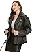 Fahsyee Leather Jacket Women, Faux Motorcycle Oversized Moto Biker Short Coat Casual Vegan Pleather Jackets Fashion, Black XL