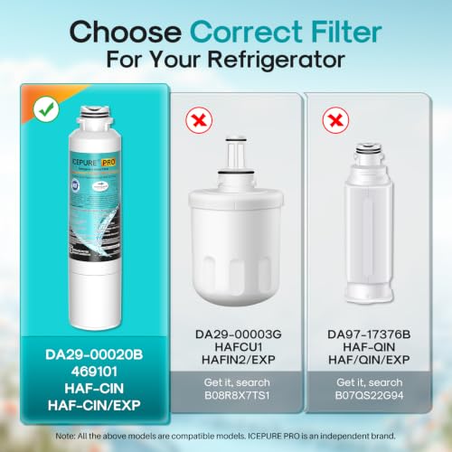 Image of ICEPURE PRO DA29-00020B NSF401&53 Samsung Refrigerator Water Filter, Replacement for DA29-00020B-1, DA29-00020A /B, HAF-CIN /EXP, RF25HMEDBSR, RF28HMEDBSR, RS25J500DSR, More Models, 3PACK