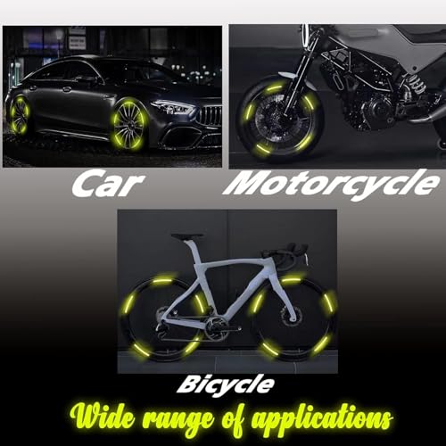 Image of REDWIND Silicon Anti-Collision Glow In The Dark Wheel Rim Self Adhesive Stickers Night Reflective Tape Warning Sticker Metal Universal For All Cars Bikes Motorcycles Bicycle 20 Strips (Neon) 11 cm