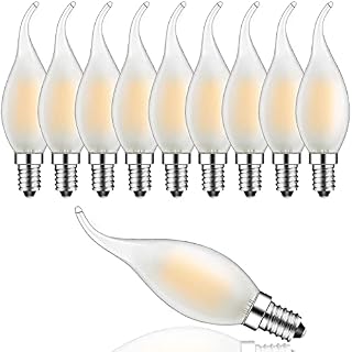 Suncan Frosted LED Candle Light Bulbs E14 LED Dimmable Filament Light Bulbs 4W LED Filament Candelabra Light Bulbs Warm White 2700K 10-Pack,Energy Class F