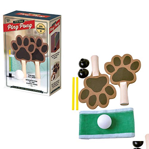 Mini Ping Pong Paddle Table Tennis Set Includes Paw Shaped Pingpong Paddles - Ball Net and Accessories for Portable Play