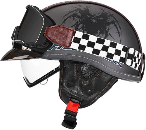 Casco homologado DOT ECE retro jet con visera de protección para moto XL