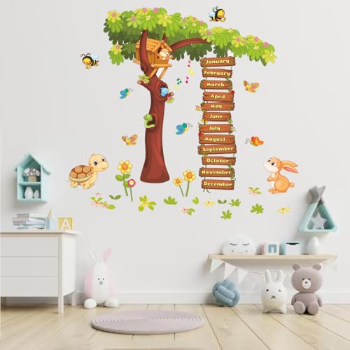 Image of StickMe Months of The Year Kids Learning Education Nursery Pre School Kinder Garden Wall Sticker (Multicolour, Vinyl, Self-Adhesive)