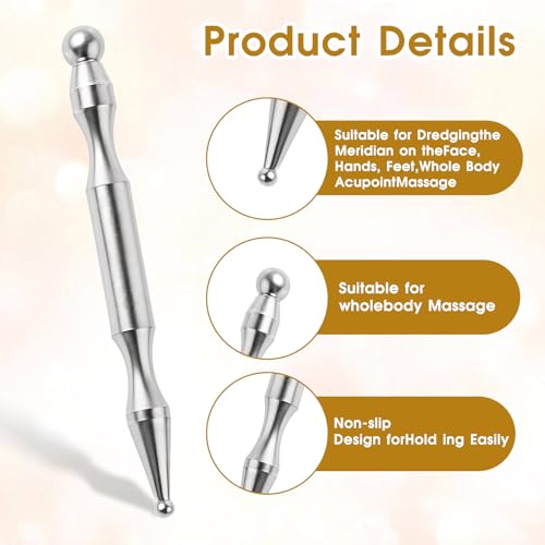 YBEATY Acupuncture Pen Dual Head Manual Massage Tools Stainless Steel Deep Tissue Therapy Massage Tool Trigger Point Bar Merdian for Full Body Relaxing - Image 6