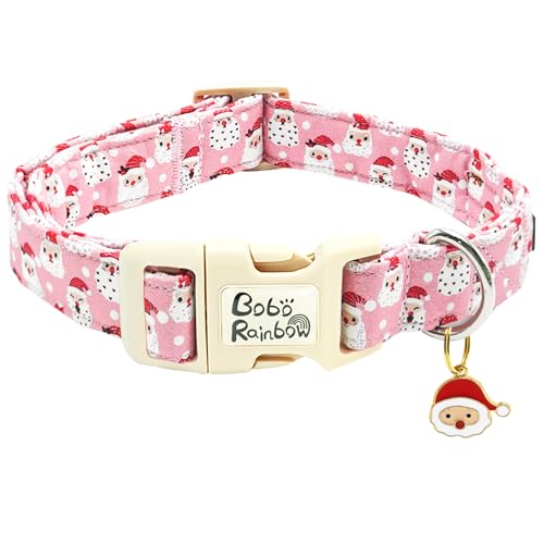 Bobo Rainbow Dog Collars Christmas Pet Collar Holiday Dog Collar Santa Claus Print Pet Collar Durable Collar Cute Puppy Collar Soft Dog Collars Adjustable Dog Collar for X-Small Dogs