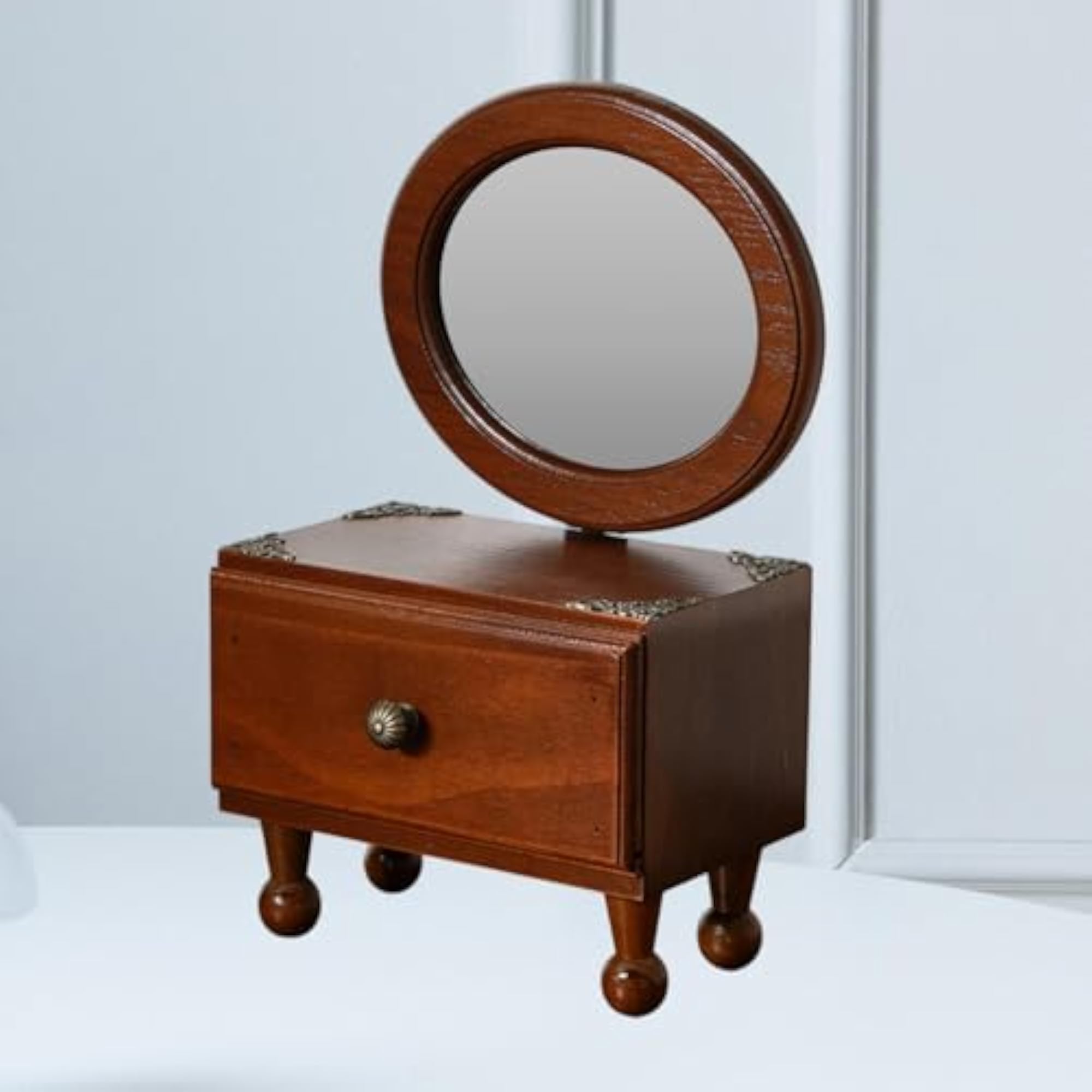 VELURA Retro Elegant Oval Tabletop Mirror for Makeup