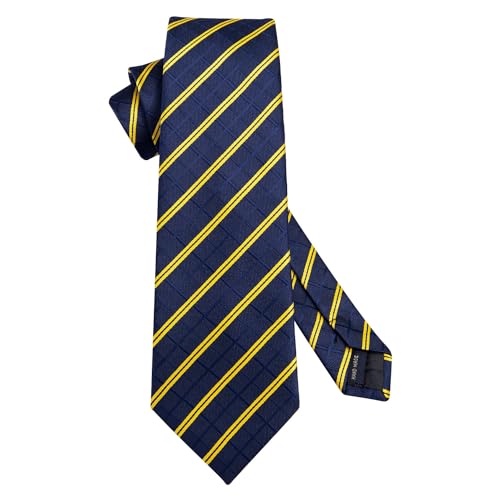 Image of HISDERN Ties for Men Plaid Checkered Tie with Pocket Square Woven Business Formal Necktie Handkerchief Set Wedding Party