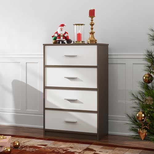 4 Drawer Storage Cabinet with Wooden Frame, Fabric Drawers Tall Cabinet for Living Room, Hallway, Dining Room, Entrance Storage Organizer