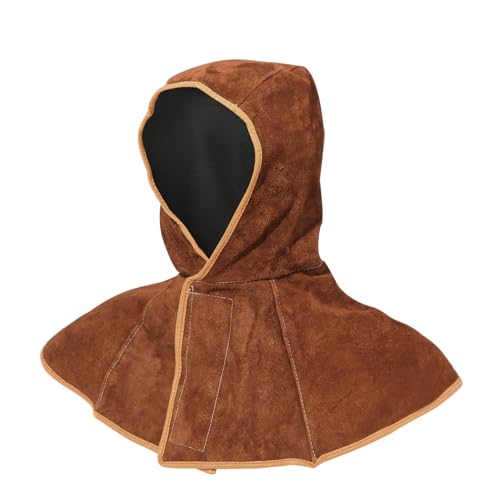 Careta para Soldar de Cuero Vacuno Premium, Color Marrón