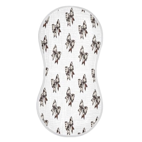 JUZIHAI 2Pack Cow Print Bows Baby Burp Cloths Soft Cotton Burp Rags,Super Absorbent Burp Cloth Bag for Newborn Baby Boys/Girls