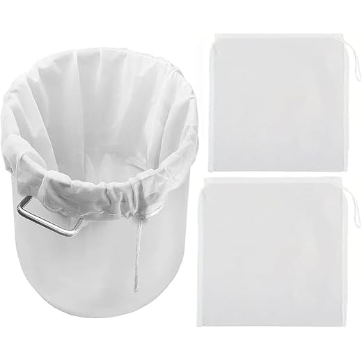 Firavggu 3 Stk Filterbeutel Siebbeutel 100 Micro 45*60cm Pressbeutel Brew Bag Nylon Hopfenfilter Bier Weiss Presssack Filtertuch Auspresstuch Passiertuch Nussmilchbeutel für Obstpresse Wein Marmelade