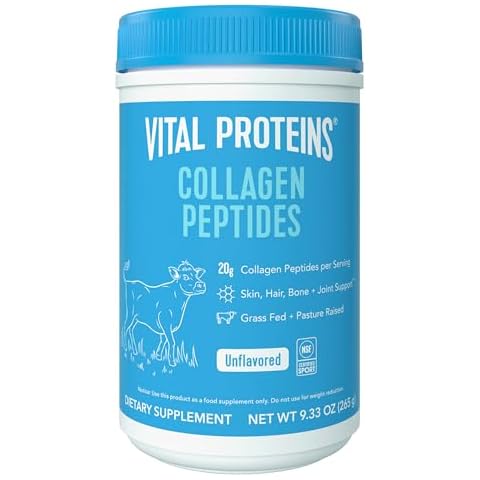 Vital Proteins Grass Fed Collagen Peptides Powder, Supports Hair, Skin, Nails, Bones, and Joints Health, Hydrolyzed Peptides - Zero Sugar, Unflavored, 9.33oz Cover