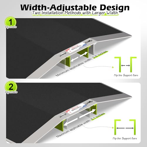 Nuvium 27.6"L×1.6"H Bridge Threshold Ramps for Doorways, Fits 2.8–5.1" Wide Thresholds with Adjustable Support Bars, Non-Slip Aluminum Wheelchair Ramps for Home Steps, Sliding Door Ramp for Wheelchair by Nuvium - Image 3