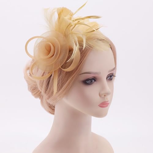 Image of DRESHOW Fascinators Hats for Women Tea Party Fascinator Hats Vintage 50s Headwear Cocktail Wedding Church Derby Hat