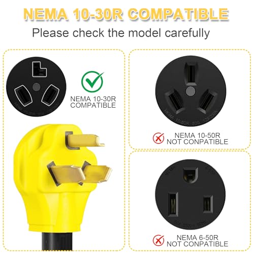 Suplevel 20ft EV Charger Adapter Cord - Compatible NEMA 10-30P to 14-50R, 30 Amp 3 Prong Dryer to 50 Amp 4 Prong EV Charging, Extension Cord with Handle, ETL Listed by Suplevel - Image 6
