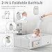 Baby Bathtub, Portable Bathtub with Cat-Patterned Bath Rinse Cup,Foldable Bath Tub for Small Bathroom,Toddler Tub for 6M-5Y,Baby Travel Essentials for Hotel,Camping & Beach