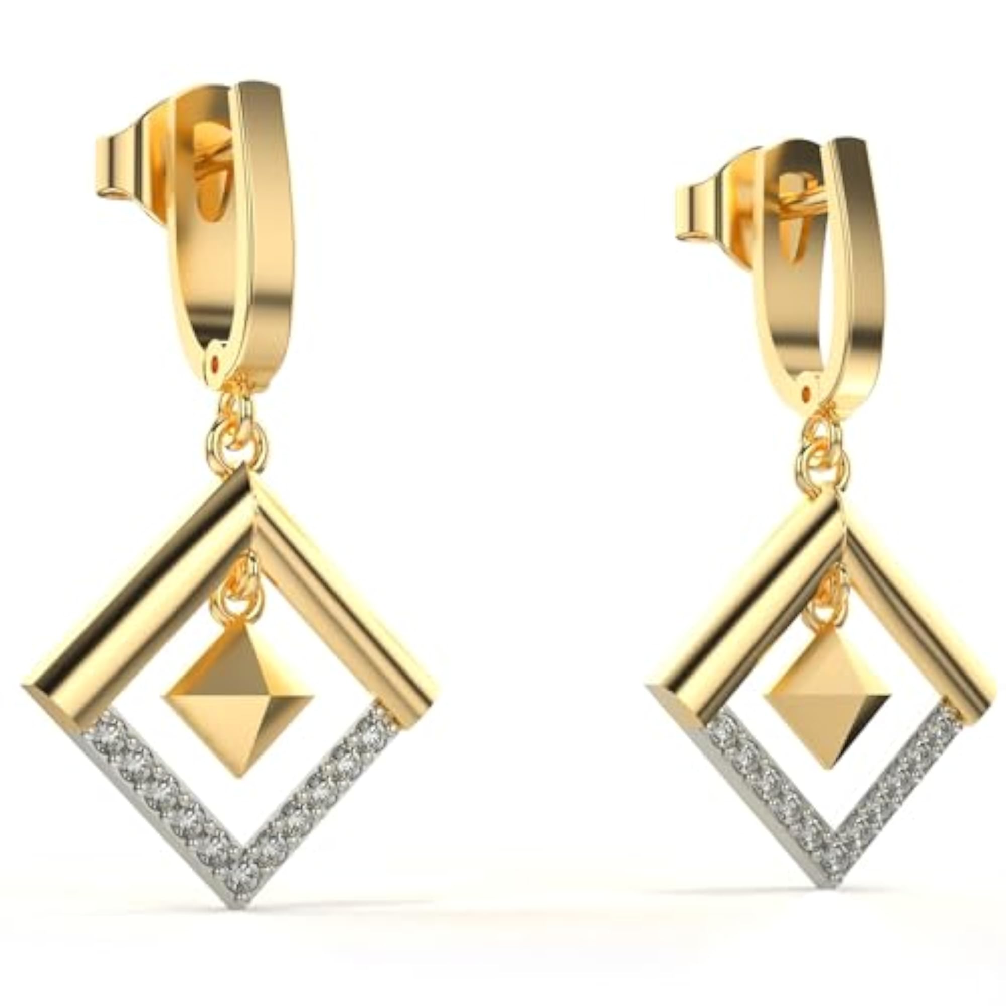 Women's Sterling Silver 0.17cts Certified Lab Grown Diamond Earrings, Yellow
