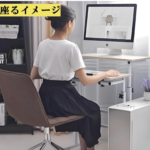 スタンディングデスク キャスター付き 昇降式 オフィステーブル パソコンデスク リモートワーク 2段テーブル 分離式 無段階 高さ調節 65-115cm 調整可能 学習机 360°回転 昇降デスク 在宅ワークデスク (syq2)
