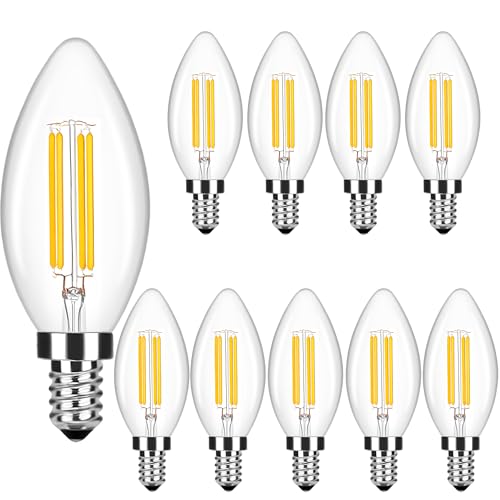 ITALASA E14 LED Blanco Cálido 2700K, Reemplaza Las Bombillas Incandescentes Tradicionales De 40W, Lámpara De 4W En Forma De Vela, Filamento De Vidrio, Pack Económico Con 10 Bombillas