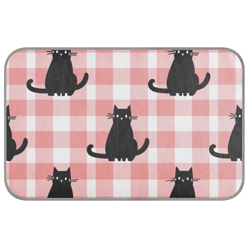 EtherSpher Plaid and Black Cat Summer Cooling cat Bed for Summer Self Cooling Blanket for Dogs for Kittens cat Outdoor Waterproof tapete refrescante para mascotas M