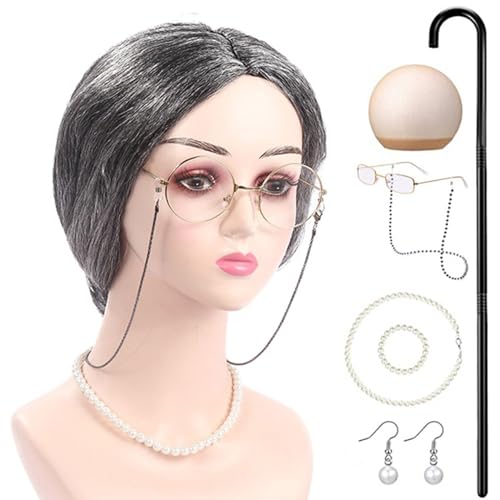 Costume vieille femme 100 jours d'école complet pour résoudre le déguisement fille