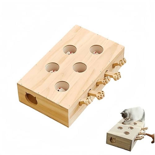 Whack-a-Mole Interactive Cat Toy,Eco-Friendly Wooden Activity Cen...