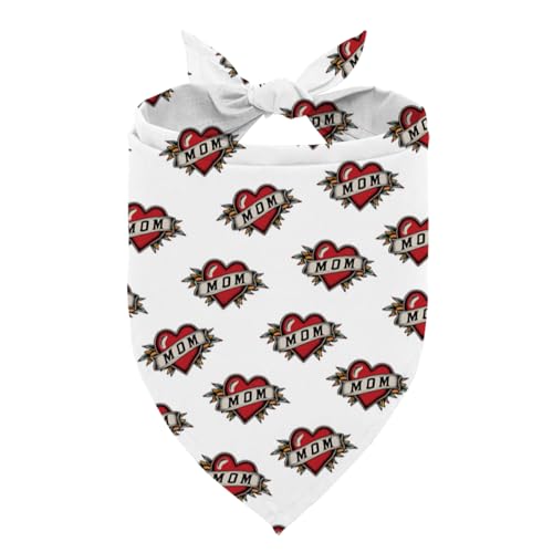 Mom Heart Dog Bandana�A�o�����^�C���f�[�̈��̈��p�����߉\�ȃy�b�g�l�b�J�`�[�t�A���^���^���p�̒��߉\�ȎO�p�`�̌��̃X�J�[�t