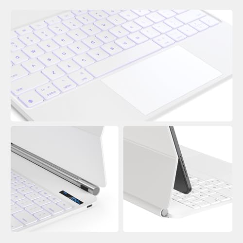 Image of for iPad Pro 13 inch M5 2025 & M4 2024 case with keyboard M4,Magnetic Attach,Multi-Gesture Trackpad,7-Color Backlit,Shortcut Keys,Auto sleep /awake,Magic Keyboard for iPad Pro 13-inch M4 2024,White