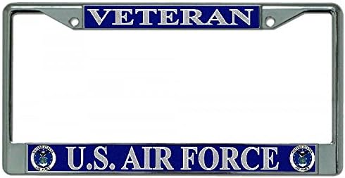 U.S. Air Force Veteran Chrome License Plate Frame