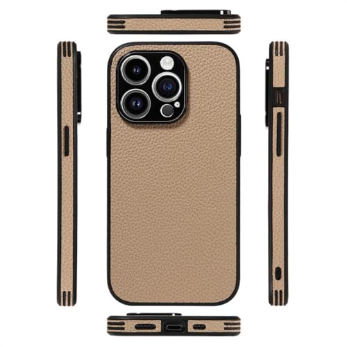 Coque iPhone 15 Plus en cuir kaki mat pour vos déplacements professionnels