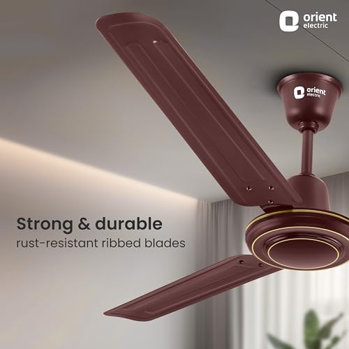 Image of Orient Electric Apex-FX HS 1200mm Ceiling Fan for Home| BEE 1 Star Rated Energy Efficient Fan| Rust Resistant | Strong and Powerful Motor | 2 Years Warranty by Orient | Brown - Pack of 1