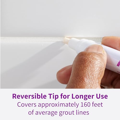 Rejuvenate Grout Renewer Pen, 1 Count, White Grout Color Restorer Instantly Covers Stained, Dirty Or Old Grout Between Kitchen And Bathroom Tiles