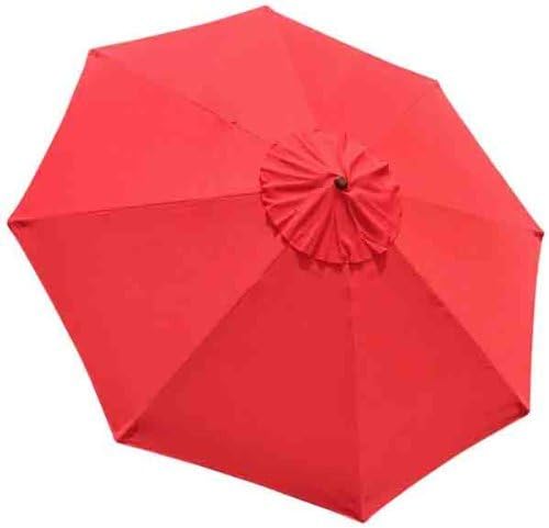 Heavy Duty 9x9 Ft/ 108” Diam Round 8-rib Umbrella Replacement Canopy Red UV Protection Sun Shade Waterproof Polyester Fabric Home Outdoor Garden Market Patio