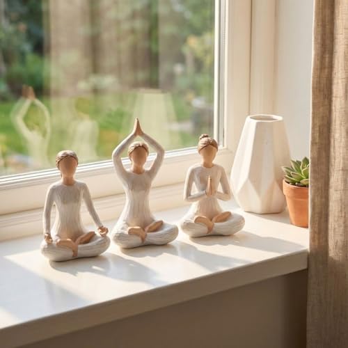 Juego de 3 Figuras de Yoga en Resina Pintadas a Mano miniatura 5