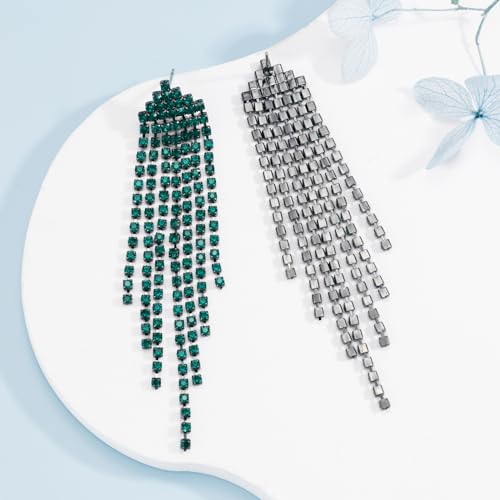 SELOVO Dangling Earrings for Women Long Dangle Crystal Rhinestone Prom Earring3