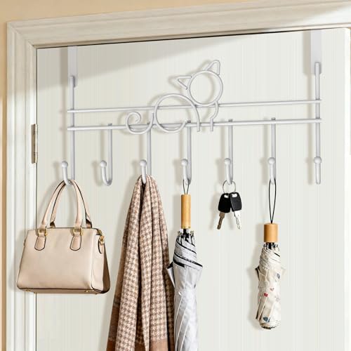 Image of lmytdo Over The Door Hook Door Hanger Over Door Hanger with Rust Resistant Finish & Space Saving Over Door Coat Hooks for Coats, Jackets, Hats, Bags, Robe, Towels, White