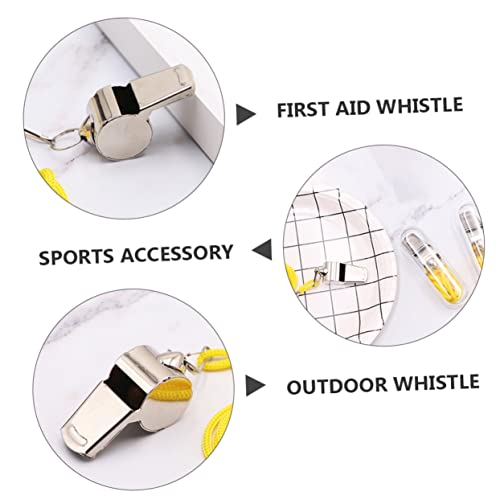 12 silbatos de acero inoxidable con cordón para deporte miniatura 5