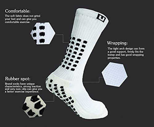 Image of Ulalaza Unisex Anti Slip Sports Thicken Cushion Soccer Socks Non Skid Grippy Traction for Football Basketball Sports