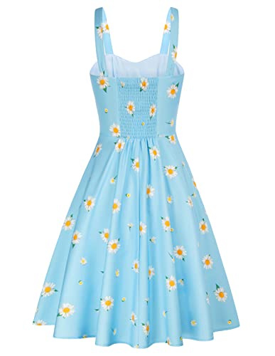 Image of Belle Poque Vintage Floral Dress for Women 2026 Summer A-line Sleeveless Flowy Midi Elegant Wedding Guest Cocktail Dress