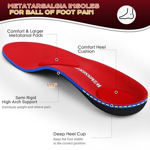 Image of Metatarsalgia Insoles with Metatarsal Pad for Men Women, Ball of Foot Pain Relief Orthotics, Morton's Neuroma Pain Relief, Plantar Fasciitis Relief, Arch Support Shoe Inserts for Standing All Day