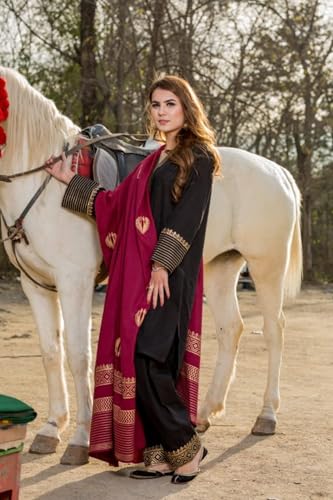 Image of GoSriKi Kurta Set for Women Viscose Solid | Kurti Set for Woman | Kurta Pant Dupatta 3 Piece Outfit | V Neck Full Sleeve Regular Fit Ethnic Dress Stylish Womens Clothing Trendy Outfit